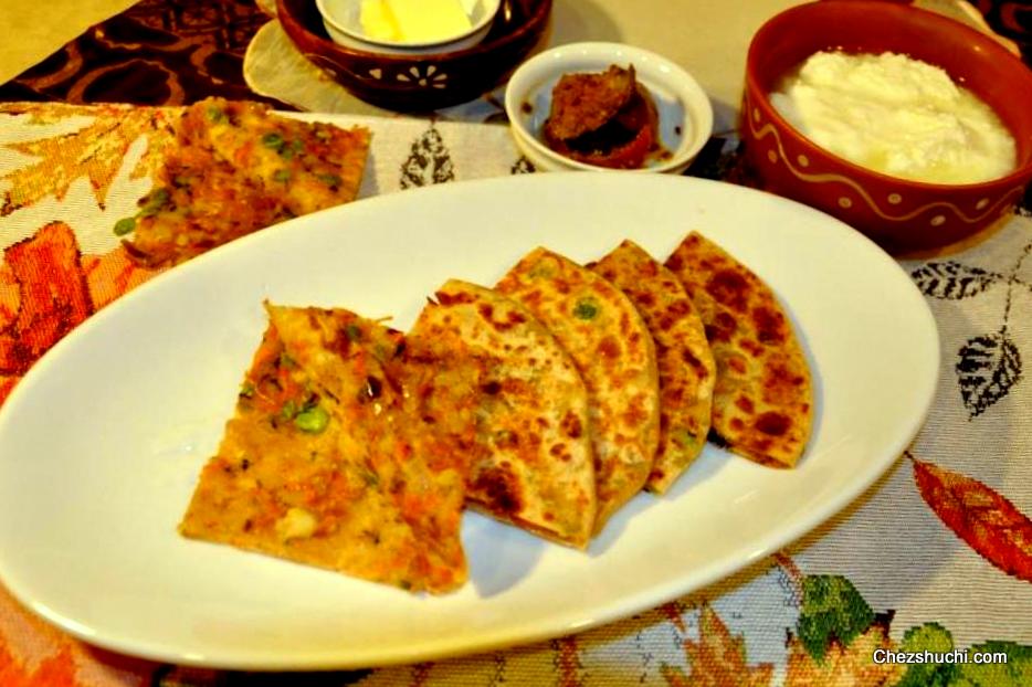 stuffed paratha making